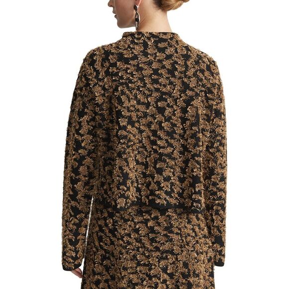 Lafayette 148 New York WomensMetallic Fringed Open Neck Wool Sweater Crew & Scoop Necks